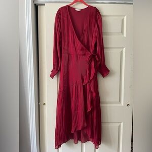 LC Lauren Conrad Red Asymmetrical Wrap Gown